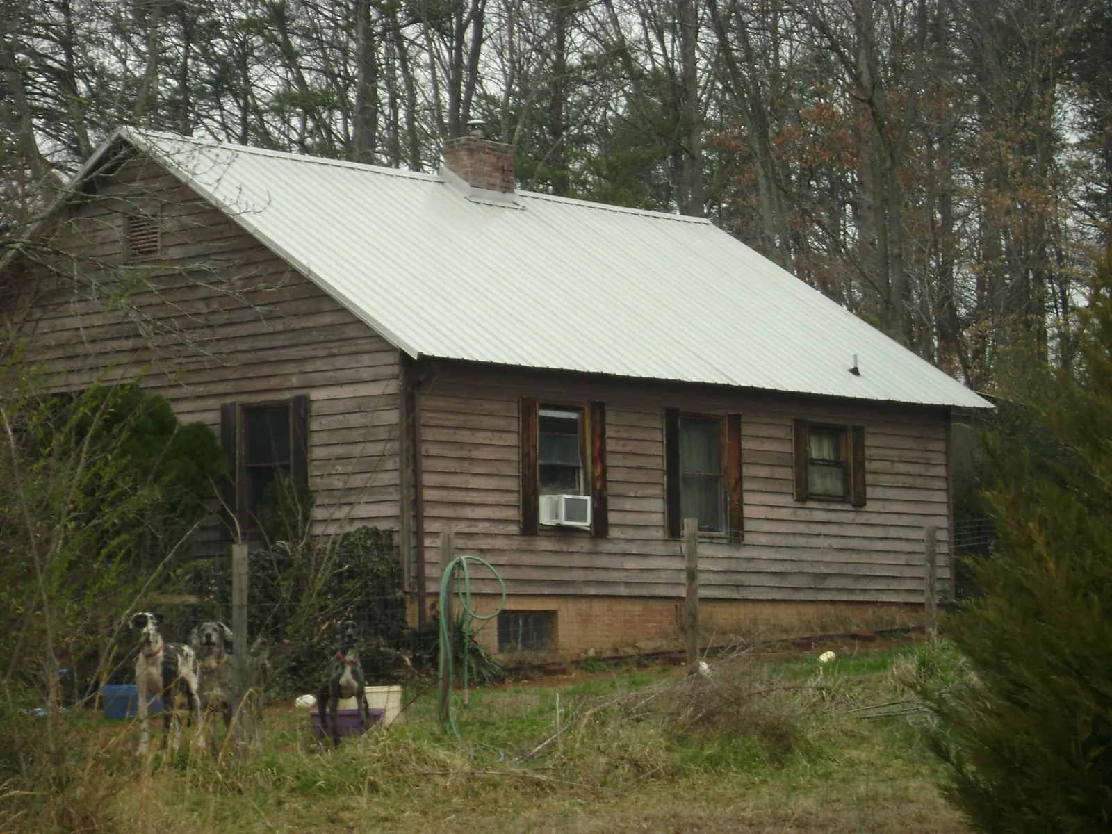 White metal roof on an old wood sided farmhouse, from a Metal Roof Installation job in Joseph City